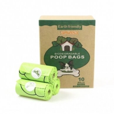 AMINELA BIODEGRADALBE POOP BAGS biologiškai suyrantys maišeliai šunų ekskrementams