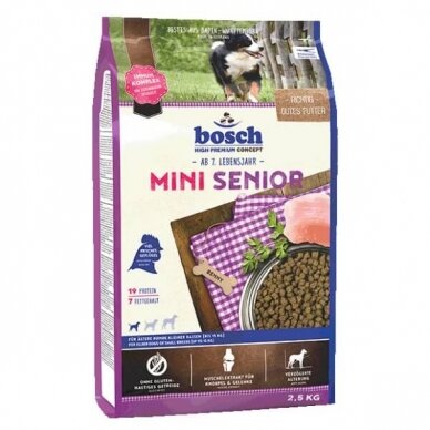 Bosch HPC  Mini Senior dry food  of older, small dogs (up to 15 kg final weight) from the age of 7 / 8.