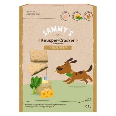 Sammy's crispy crackers skanėstai šunims su sūrio ir špinatų įdarais 1