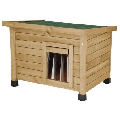 Kerbl Cat House Rustica with swing door with slats against wind and cold