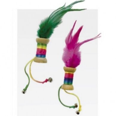 Colorful Spool with Feathers žaislas katėms