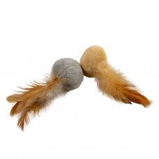 Duvo plius Cushy balls with feathers soft plush toy for cats