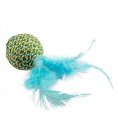 Duvo plius Jolly ball with feathers cotton rope toy for cats