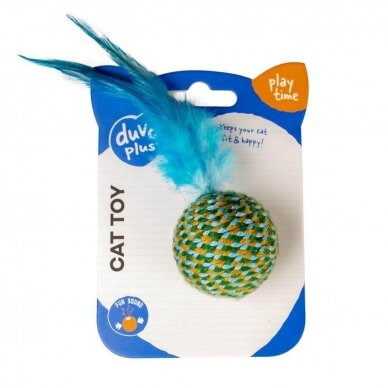 Duvo plius Jolly ball with feathers cotton rope toy for cats 1