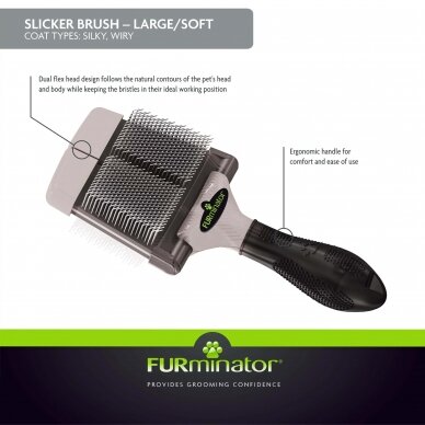 FURminator® Soft Grooming Slicker Brush šepetys šunų ir kačių kailio priežiūrai 3