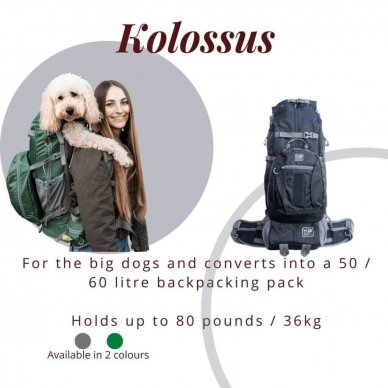 K9 SPORT SACK ® Kolossus Big Dog Carrier & Backpacking Pack kuprinė didelių šunų nešimui 3