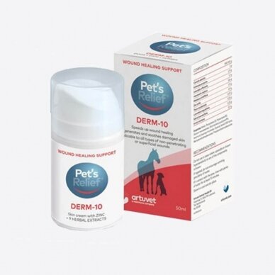 Pet's Relief Derm-10   skin cream for dogs for  wound-healing rate