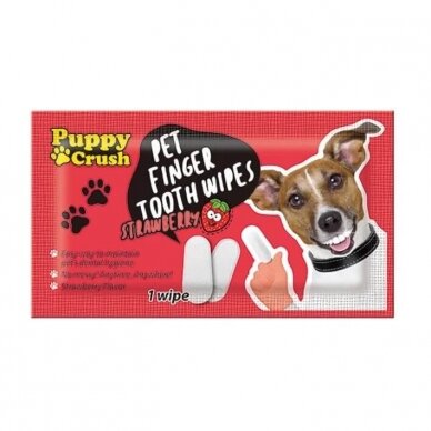 Puppy crush Pet Finger Tooth Wipes Strawberry paprastos naudoti, vienkartinės šunų ir kačių dantų servetėlės - antpirščiai 1