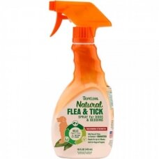 TROPICLEAN FLEA&TICK SPRAY  guaranteed to kill fleas and ticks by contact and repel fleas for up to two weeks